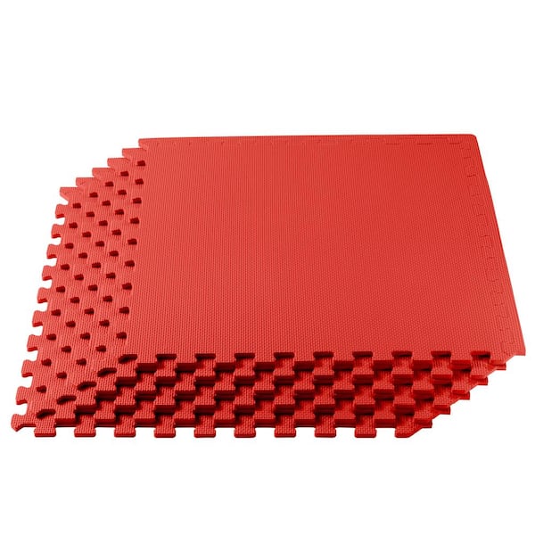 We Sell Mats Red 24 in. W x 24 in. L x 3/8 in. Thick Multipurpose EVA Foam Exercise/Gym Tiles (12 Tiles/Pack) (48 sq. ft.)