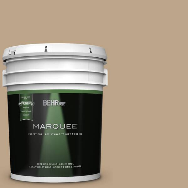 BEHR MARQUEE 5 gal. #UL170-4 Gobi Tan Semi-Gloss Enamel Exterior Paint and Primer in One