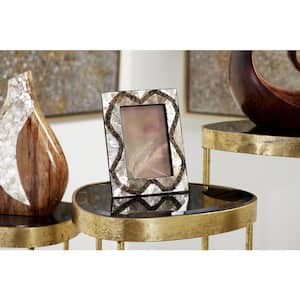 4 in. x 6 in. Rectangular Inlaid Vervain and Gold Capiz Shell Picture Frame