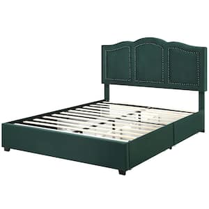 Nakina 64.25 in. W Dark Green Queen Wood Frame Storage Platform Bed