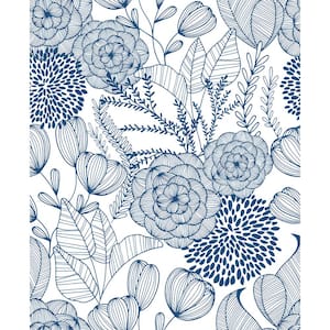 Alannah Navy BoTanical Navy Paper Strippable Roll (Covers 56.4 sq. ft.)