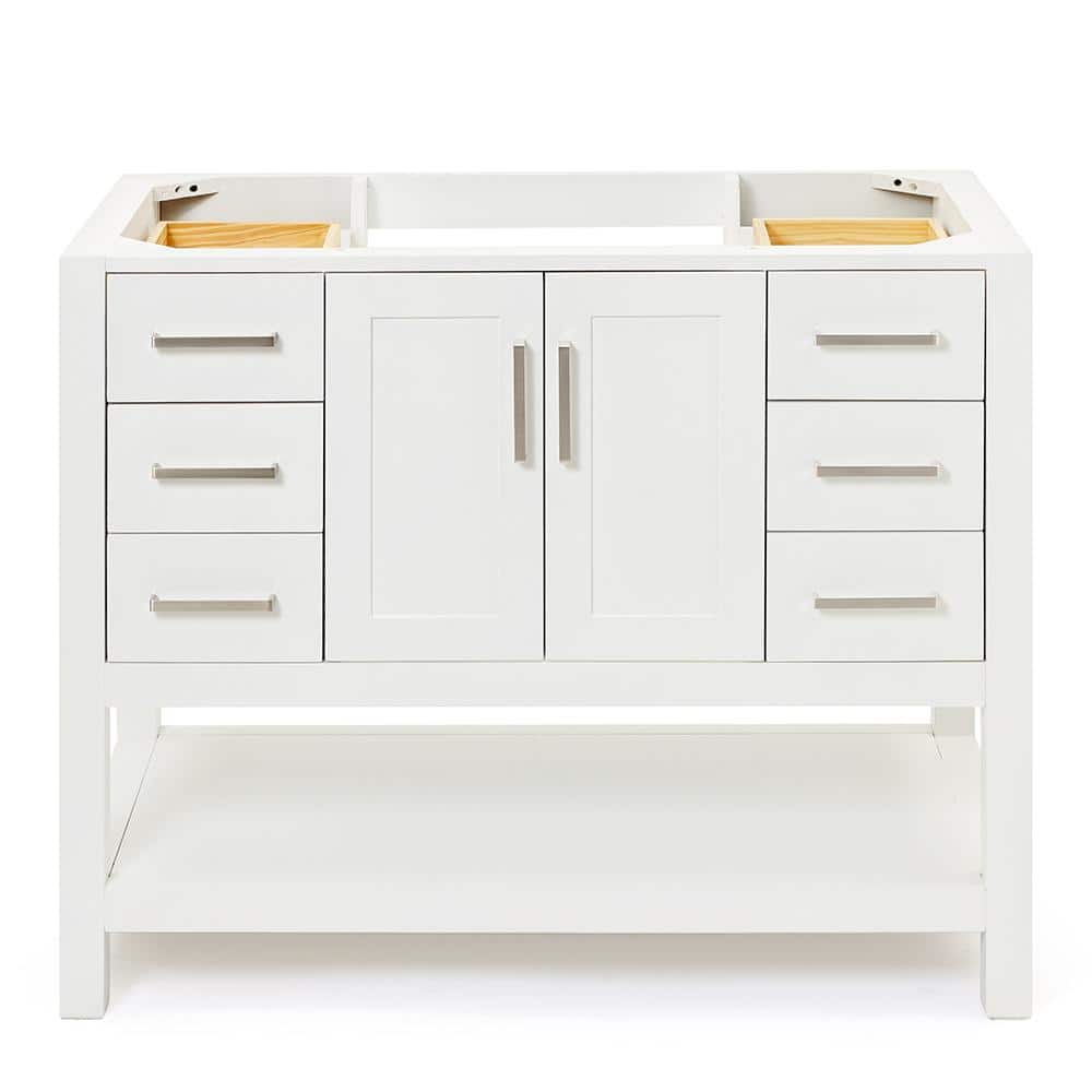 White Solid Wood Freestanding Single Bathroom Vanity Base