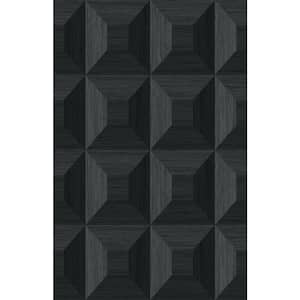 Ebony Squared Away Geometric Embossed Vinyl Unpasted Wallpaper Roll (60.75 sq. ft.)