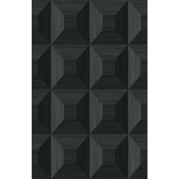 Ebony Squared Away Geometric Embossed Vinyl Unpasted Wallpaper Roll (60.75 sq. ft.)