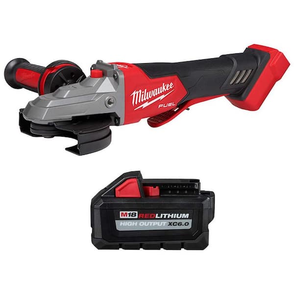 Milwaukee M18 FUEL 18V Lithium-Ion Brushless Cordless 5 in. Flathead Braking Grinder with Paddle Switch No-Lock w/6.0 ah Battery