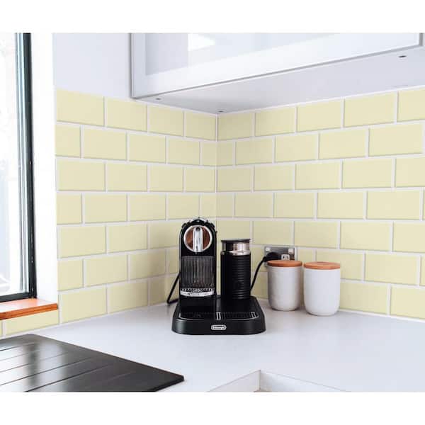 Yellow 14 in. x 12 in. Vinyl Peel and Stick Tile for Kitchen Backsplash, Brthroom (11.5 sq. ft./Box)