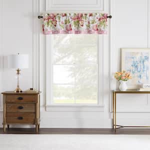 60 in. W x 16 in. L Forever Peony Floral Cotton Rod Pocket Window Valance in Berry