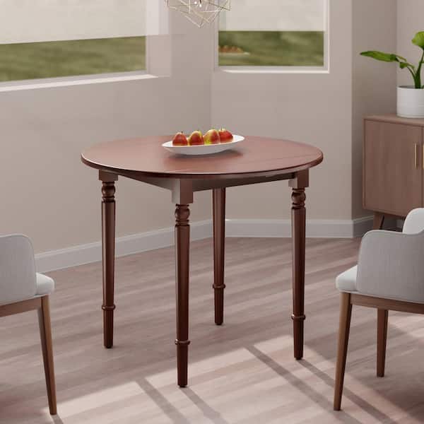 WINSOME WOOD Sorella 35 in. Round Walnut Wood 4-Legs Dining Table