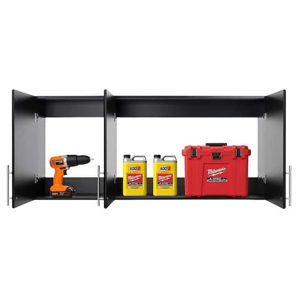 Elite 54 in. W x 24 in. H x 12 in. D, 3-Shelf Freestanding Cabinet in Black, Wall Storage Cabinet, Bathroom Cabinet