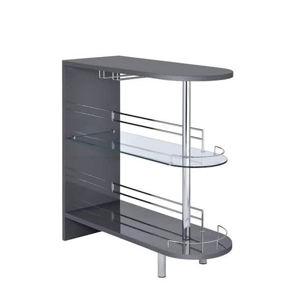Coaster Gray Contemporary Bar Unit with Glass Shelves