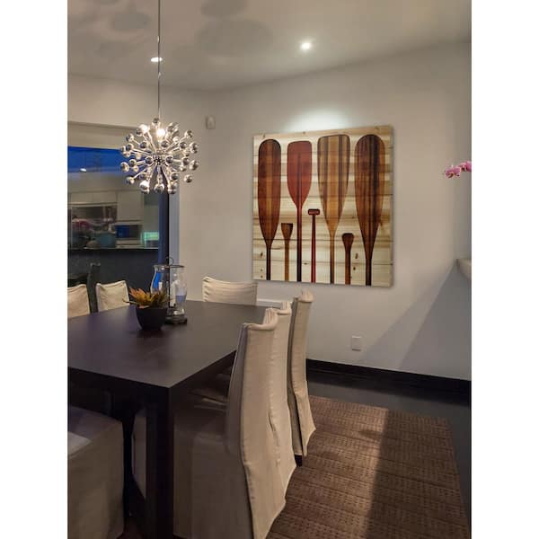 Unbranded 18 in. H x 18 in. W "Paddles" by Parvez Taj Printed Natural Pine Wood Wall Art
