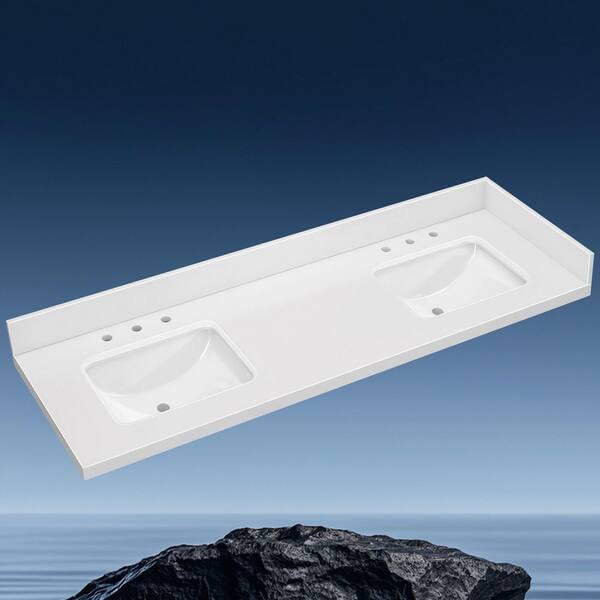 Zeafive 72 in. W x 22 in. D Engineered Stone White Rectangular