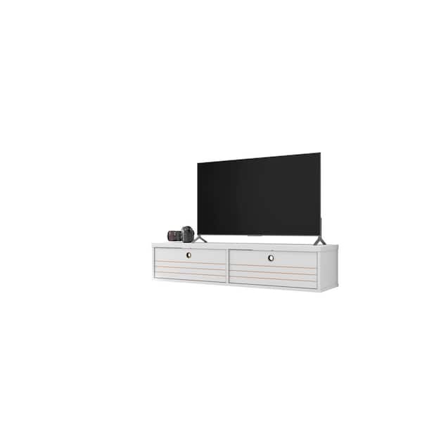 Luxor Liberty 42 in. White Particle Board Floating Entertainment Center Fits TVs Up to 40 in. with Storage Doors
