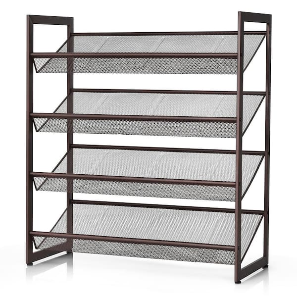 32.5 in. H 16-Pair Shoe Rack Adjustable to Flat Slant Shoe Organizer Holder Stand