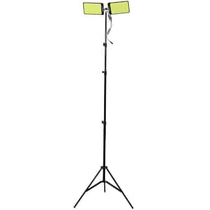11200 Lumens Integrated LED Yellow Dual-Head Tripod Stand Up Work Light with Remote and Versatility, 5000K