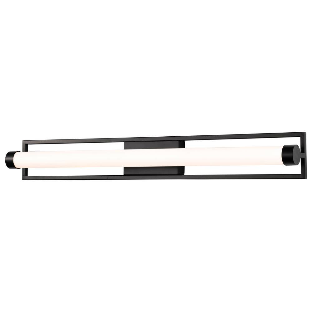 Matte Black 36" LED Vanity Light with White Acrylic Shade
