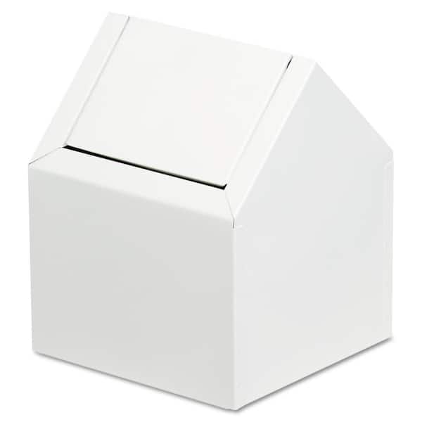 9 in. x 9 in. x 10.75 in. Metal Double Entry Swing Top Floor Receptacle in White