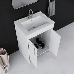 Villa 24 in. W x 18 in. D Bathroom Vanity in White with Ceramic Vanity Top in White with White Basin