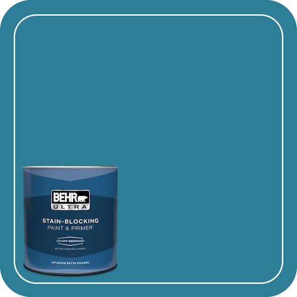 BEHR ULTRA 1 qt. #M480-6 Valley of Glaciers Extra Durable Satin Enamel Interior Paint & Primer