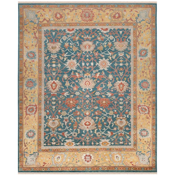 Sultanabad 10  ft. x 14 ft. Blue/Gold Oriental Area Rug