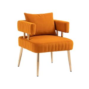 Orange Velvet Modern Accent Chair Upholstered Arm Chair Side Chair with Metal Legs