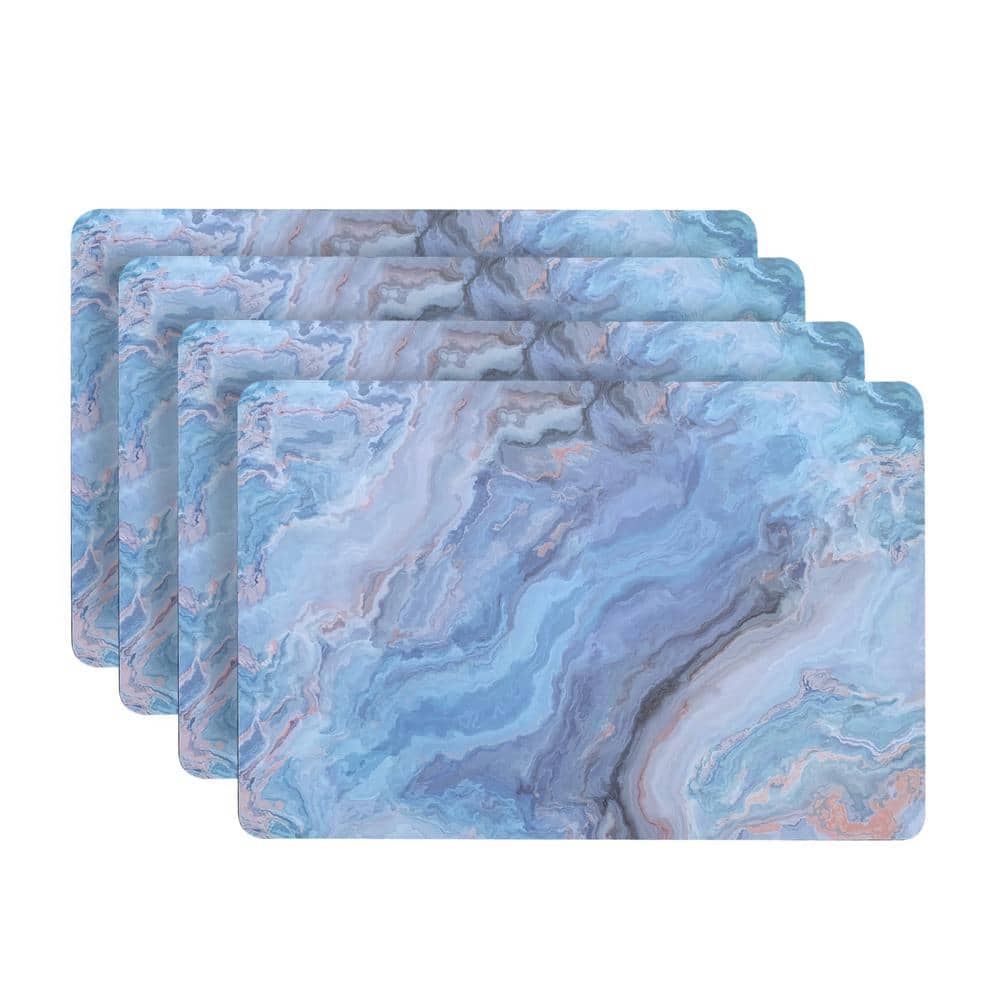 Marble 18 in. x 12 in. Navy Blues Cork Placemat (Set of 4)
