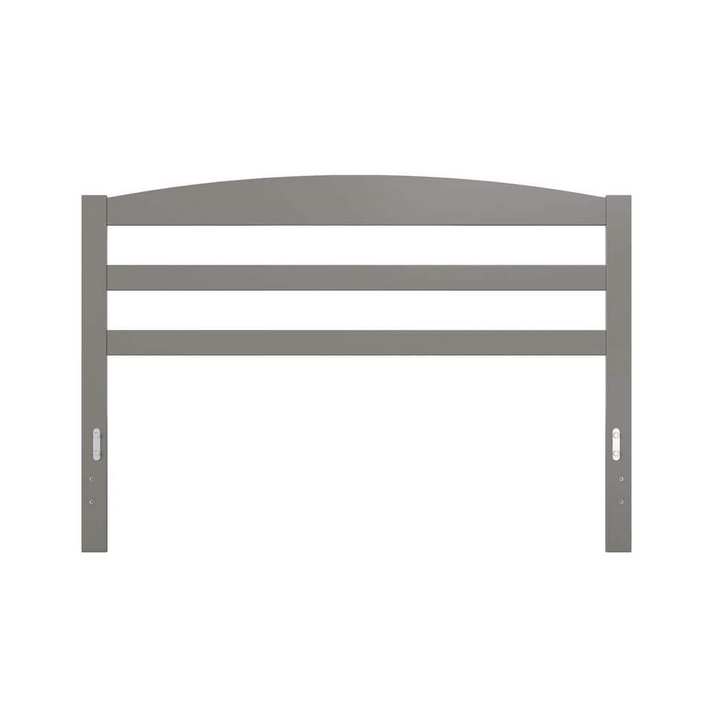 Gray Queen Size Solid Wood Slatted Headboard with Charging Station