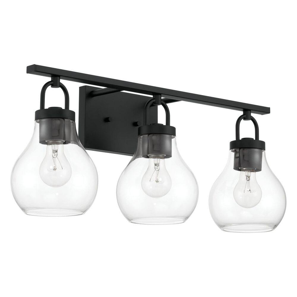 Mansfield 24-in. 3-light Matte Black Vanity Light with Clear Glass Shades price history on PriceWatchPro