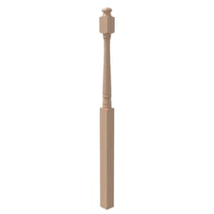 Stair Parts 4040 60 in. x 3 in. Unfinished Red Oak Mushroom Top Landing Newel Post for Stair Remodel