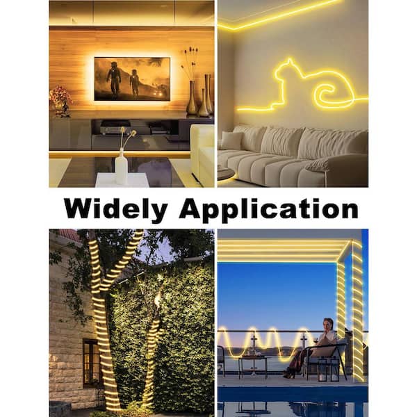 OBJLGEV 33ft. Outdoor Warm White Plug-in Integrated LED Rope Light