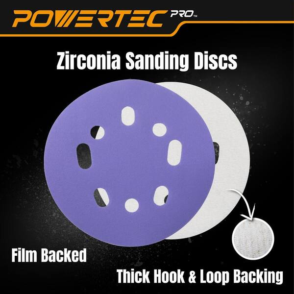 【N.ページ】 POWERTEC 5 in. Sanding Discs Hook and Loop, 40/60/80/120/220 Grits