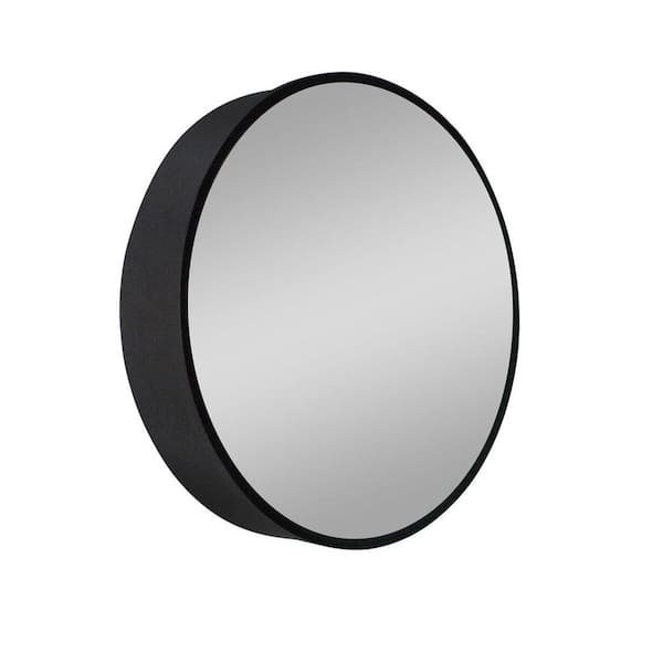 24 in. W x 24 in. H Round Metal Black Framed Wall-Mounted Medicine Cabinet with Mirror
