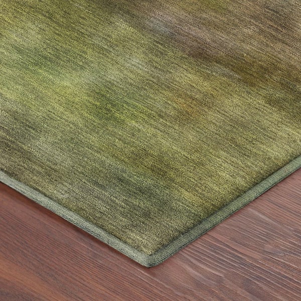 Mayfield Premium Machine Washable Abstract AMF2311 Olive 3 ft. x 5 ft. Area Rug