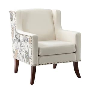 Gerry Grey Upholstered Armchair with Nailhead Trim Design and Solid Wood Legs