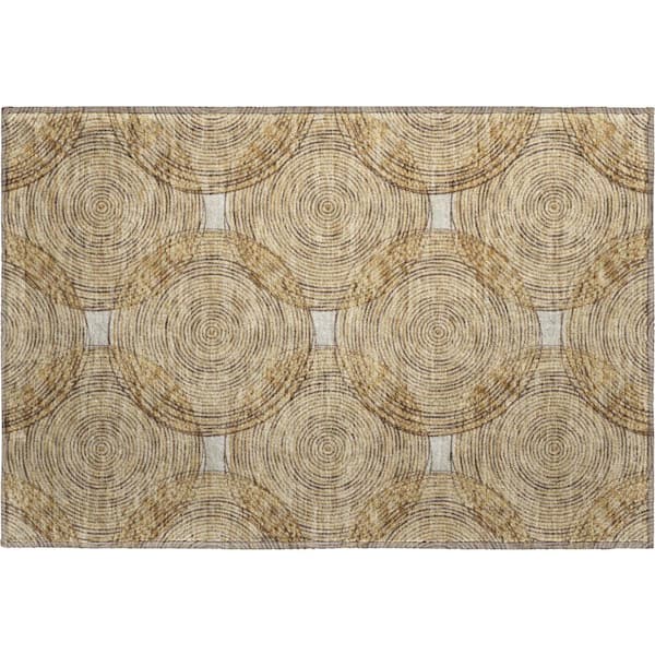 Mayfield Premium Machine Washable Abstract AMF2534 Gold 2 ft. x 3 ft. Accent Rug