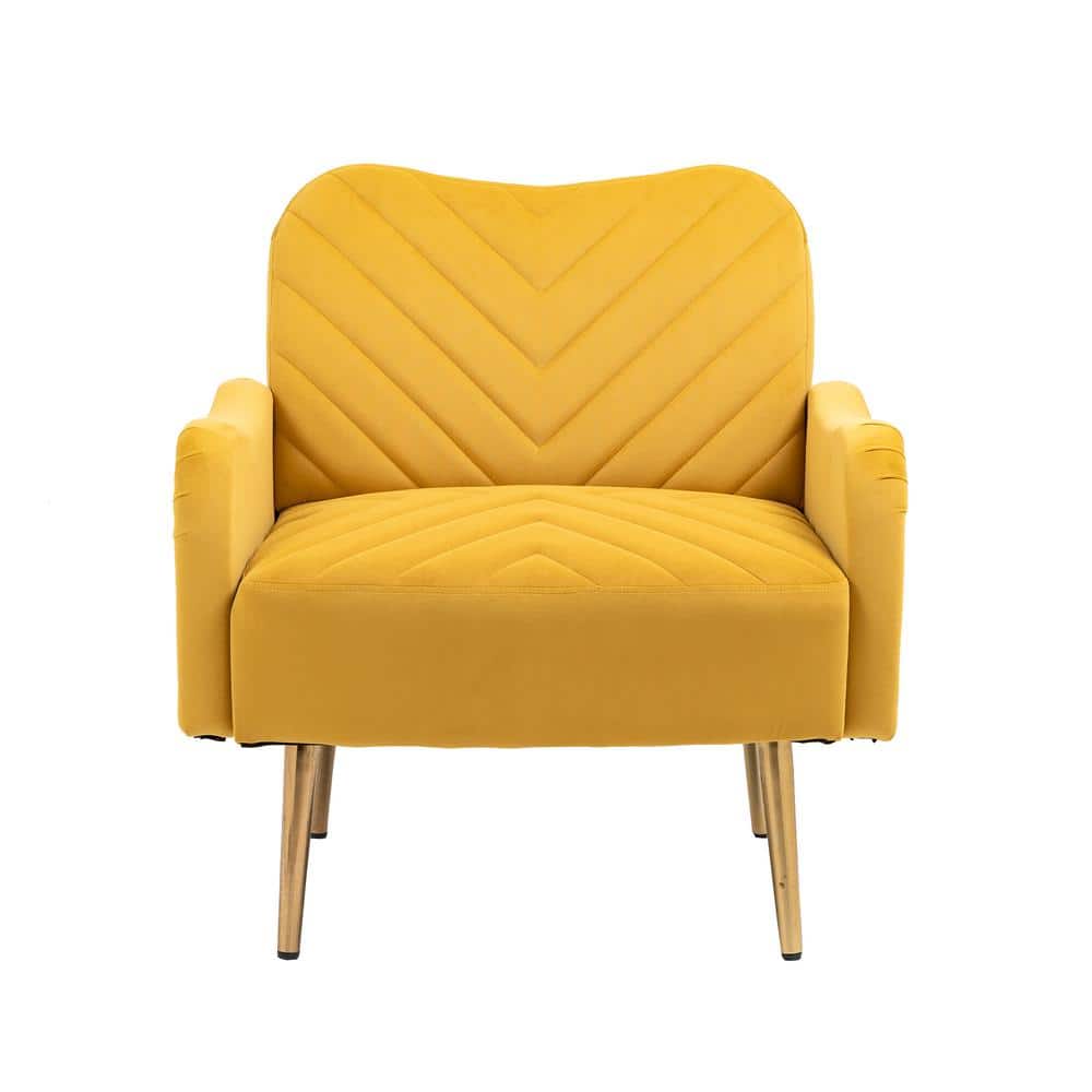 Mustard Velvet Accent Chair with Golden Feet for Living room BCFG150 The Home Depot