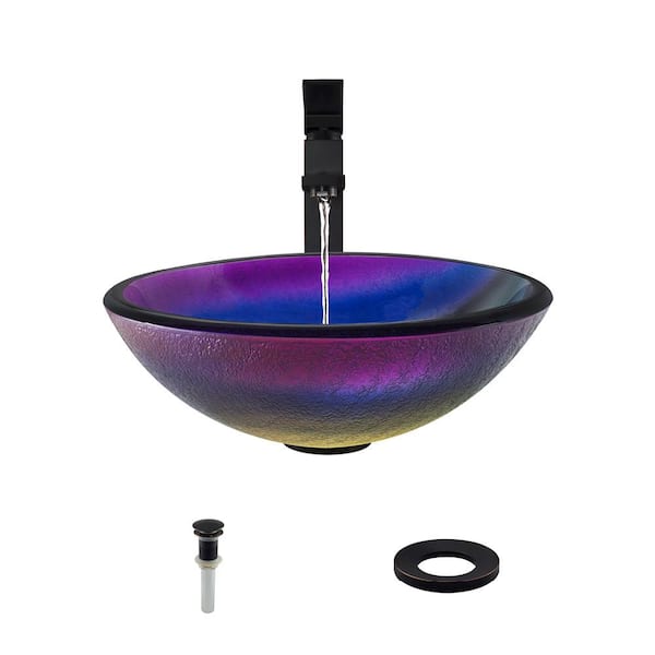 619 Rainbow Frosted Glass Bathroom Vessel Sink MR Direct 