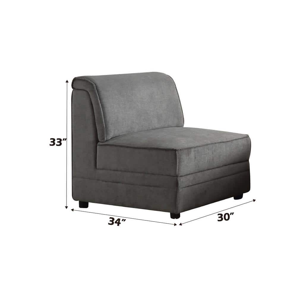 Bois 30" Modular Armless Chair in Gray Velvet