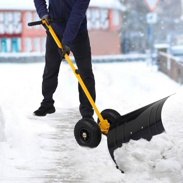 thumbnail image 2 of GoPlus 30-Inch Rolling Snow Shovel With Wheels - Adjustable Height & Angle For Easy Driveway Snow Removal 2 of 11