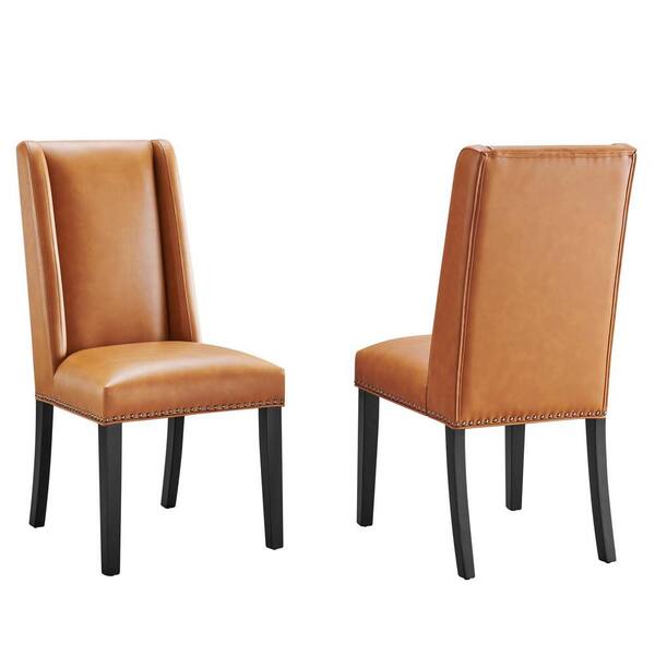 MODWAY Baron Tan Dining Chair Vinyl Set of 2 EEI2747TANSET The