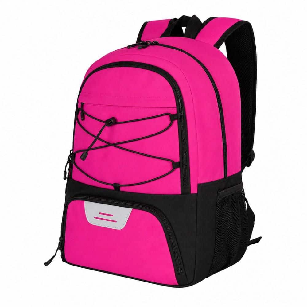 17 in. Pink Soccer Backpack with Waterproof Oxford Fabric, Ball Holder and Ventilated Shoes Compartment for Basketball