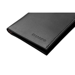 Minimalist Black Genuine Leather RFID Blocking Slim Sleeve Wallet in Gift Box
