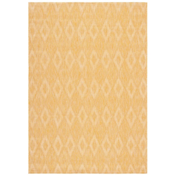Courtyard Gold 2 ft. x 4 ft. Solid Color Diamond Indoor/Outdoor Area Rug