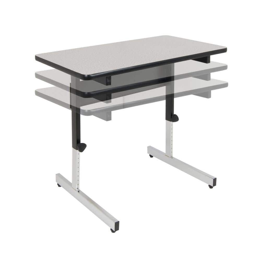 Gray Adjustable Height Writing Desk with Drawer