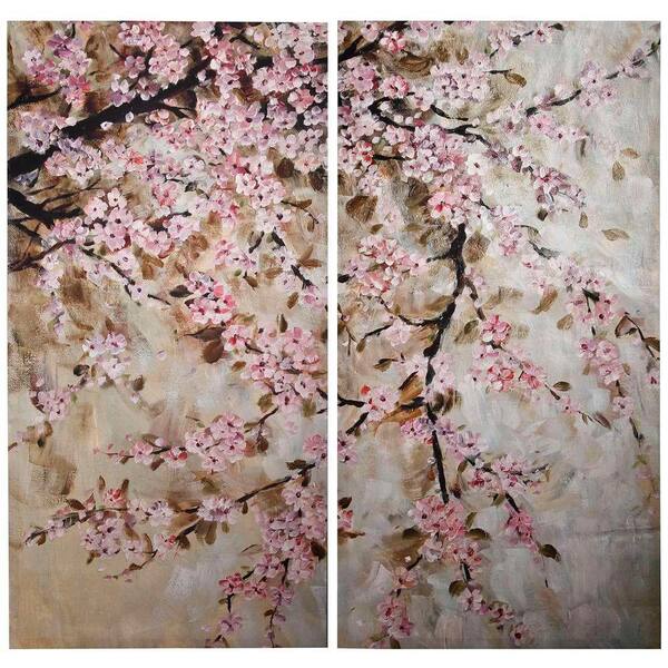 A & B Home Elise 19.5 in. x 39.5 in. Decorative Cherry Blossom Wall Hangings (2-Pack)