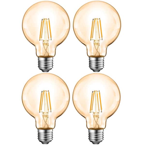 75-Watt Equivalent G25 E26 LED Light Bulb 2200K Amber (4-Pack)