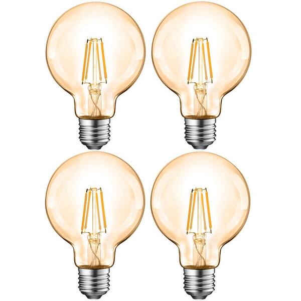 BLUEX BULBS 75Watt Equivalent G25 E26 LED Light Bulb 2200K Amber (4Pack) AMBERG25 The Home