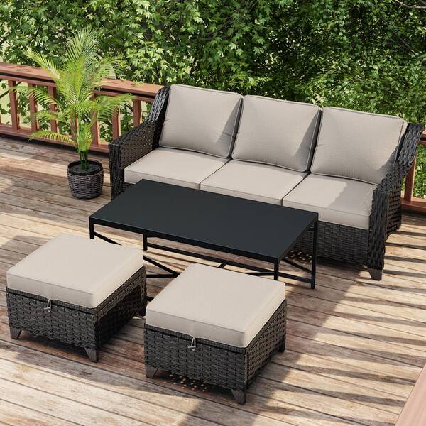 Patio conversation set with ottoman sale