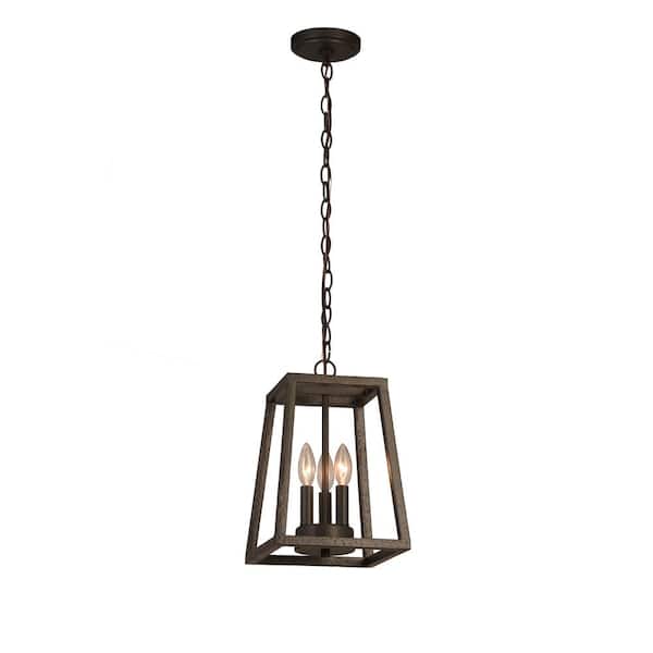 3-Light Natural Iron Mini Pendant, Display