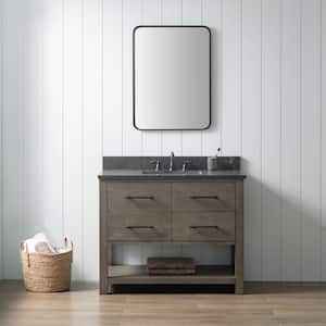 Windwood 42 in. W x 22 in. D x 34 in. H Bath Vanity in Smoke Gray with Blue Limestone Vanity Top with White Sink